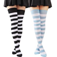 PRICES MAY VARY. Extra Long Thigh High Socks - AQOKKA thigh high socks have been expertly crafted to measure an impressive 35” (unstretched) from heel to the top. It can ensure a true thigh high experience for women between 5'2" and 5'9". such as, they almost reached the top of the thigh for a 5'3", 140-pound individual, delivering unmatched comfort and style. Enhanced Wider Top Spandex - We've Enhanced the top spandex elastic band, which gives the entire sock boasts excellent elasticity, provid Baggy Socks, Cute Thigh High Socks, High Thigh Socks, Striped Knee High Socks, School Uniform Skirts, Thigh Socks, Walking Socks, Striped Stockings, Over Knee Socks