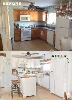 before and after pictures of a kitchen remodel