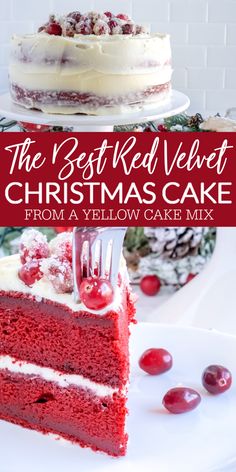 the best red velvet christmas cake from a yellow cake mix