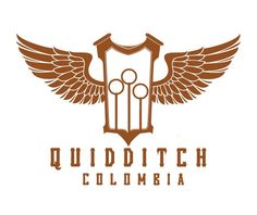 the logo for quidditch colombia, which has wings and two tennis balls on it