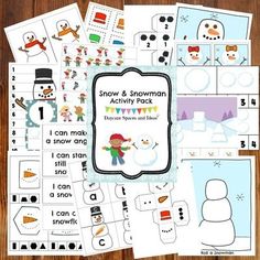 printable snowman activity pack for kids to practice letter formation and matching letters with pictures