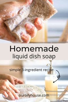 homemade liquid dish soap recipe with instructions on how to make it in the kitchen or at home