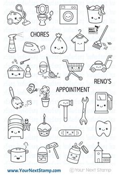 an assortment of outlined icons for the home appliance shop, including toothbrushes and other household items