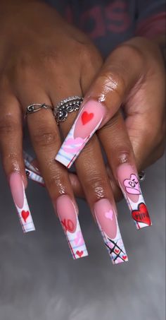 Valentines Nails And Toes Ideas, Valentine’s Day Nails Inspiration, Valentine’s Day Junk Nails, Valentines Day Sets Nails, Valentines Day Nail Inspiration, Valentine Long Nails, Be Mine Nails, Valentine’s Day Nail Sets, Valentine’s Day Set Nails