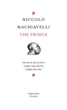 the prince by nicholas machaveli, with an image of a man's head