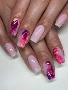 Nail Inspiration. 
The gel bottle builder in a bottle. Marbled Gel Nails, Wine Marble Nails, Marble Gel Nail Designs, Marble Nail Designs Summer, Maroon Marble Nails, Marble Toe Nails, Color Marble Nails, Marble Art Nails, Spring Marble Nails