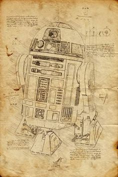 a drawing of a r2d2 from star wars