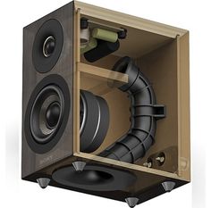 an open box with speakers inside it