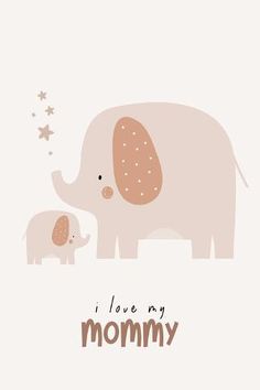 an elephant and its baby are shown in this cute greeting card for the mother's day