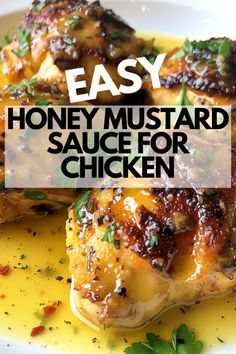 honey mustard sauce for chicken on a white plate