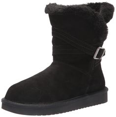 PRICES MAY VARY. Suede upper with exposed faux fur cuff Faux fur lining Faux fur insole EVA outsole Strap detail, Decorative buckle Ugg Care Kit, Short Winter Boots, Ugg Store, Short Suede Boots, Amazon Coupons, Ugg Classic Short, Koolaburra By Ugg, Short Fashion, Shoes Sale