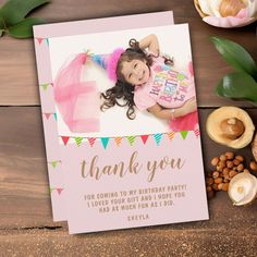 Cute Fun Bunting Flag Kid BIrthday Photo Thank You Card Bunting Flag, Birthday Thank You Cards, Photo Thank You Cards, Birthday Photo, Birthday Thank You, Birthday Photos, Kids Cards, Favor Tags, Bunting