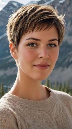 Best Hair Styles For Round Faces, Short Short Hairstyle Women, Pixie For Round Face, Pixie Hairstyles For Round Faces, Short Haircut Ideas For Women, Michelle Collins, Edgy Short Haircuts, Short Spiky Haircuts, Short Hair Cuts For Round Faces