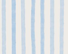 a blue and white striped wallpaper with watercolor stripes on the bottom half of it