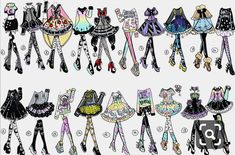 an image of a group of dolls that are in different poses and sizes on white paper