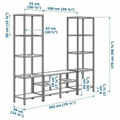 a drawing of a bookcase with measurements for the shelves and drawers on each side