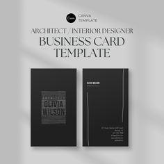 a black and white business card template with the text,'architecture interior designer business card template '