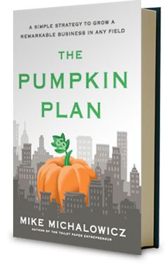 the pumpkin plan by mike michaelizz is shown in front of a cityscape