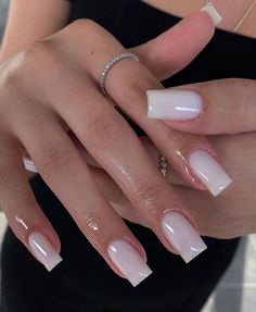 Short Acrylic Nails Square Simple Classy, Milky French Pedicure, Classy Acrylic, Kutek Disney, Polish Ideas, White Acrylic Nails, Short Square Acrylic Nails