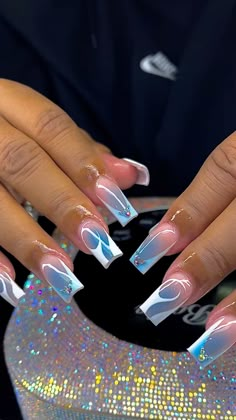 Acrylic Nail Designs Coffin, Purple Acrylic Nails, Acrylic Toe Nails, Organic Nails, Blue Acrylic Nails, Cute Acrylic Nail Designs, Pretty Nail Designs