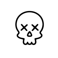 a black and white drawing of a skull with two crosses on it's face