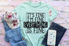 It's fine. I'm fine. Everything is fine. Shirt. Unisex shirt. *Heather Prism Mint shirt displayed on main photo. Shirt is unisex, soft and TTS. If you prefer a more fitted look, size down one. *Listing is for the shirt only (props are not included). --------------------------------------------- PROCESSING TIME: 3-5 business days (M-F) before an item ships. If you need something sooner, please send a message before purchase. SIZING: A size chart is available in the photos. If you prefer a more fi Mint Shirt, Shirt Display, Plain Shorts, I'm Fine, Everything Is Fine, Bella Canvas Tees, Mom Tees, Comfortable Tops, Trendy Shirts