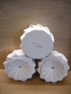 three paper umbrellas stacked on top of each other