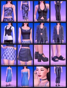 many images of different types of clothes and shoes on display in an animated video game