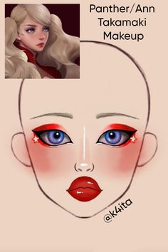 Panther/Ann Takamaki Cosplay Makeup | Created by K4ITA Made in Krita | BASE IS NOT MINE Character: Ann Takamaki from Persona 5 Ann Takamaki Cosplay, Persona Cosplay, Ann Takamaki, Anime Makeup, Eye Looks, Cosplay Makeup, Persona 5, Anime Style