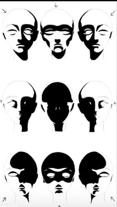 the silhouettes of people's heads with different facial expressions, including one in black and