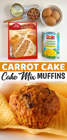 carrot cake mix muffins with ingredients on the side