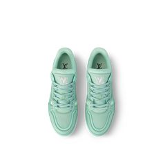 LOUIS VUITTON® - Lv Trainer Sneaker - Green Tyler The Creator Green, Lv Trainer Sneaker, Louis Vuitton Trainers, Lv Sneakers, Cute Vacation Outfits, Mule Sneakers, Fresh Sneakers, Spring Sandals, Trunk Bag