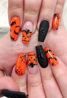 Jack O Lantern Nail Art, Jack O Lantern Nails, Unghie Nail Art