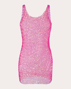 a women's tank top with pink sequins on the bottom and sides