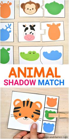 an animal shadow match is shown with the words