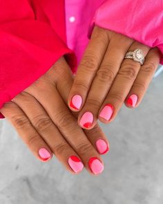 Do It Yourself Nails, Short Gel Nails, Minimal Nails, Bright Nails, Short Nail Designs, Dipped Nails, Nails Short