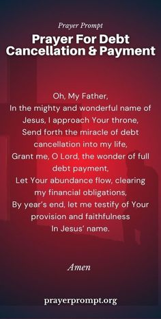 prayer for debt, camelellation & payment