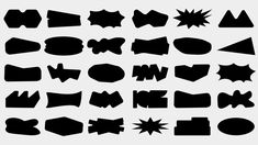 the silhouettes of different shapes and sizes are shown in black on a white background