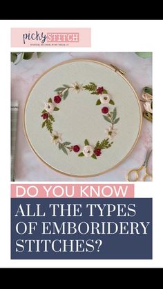 an embroidery pattern with the words do you know all the types of embroidery stitches?