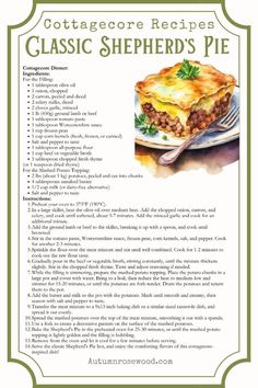 the recipe for classic shepherd's pie