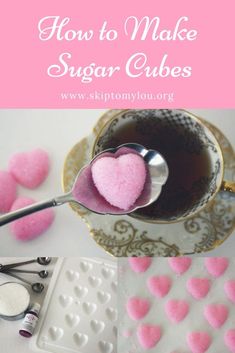 how to make sugar cubes in a teacup with pink hearts on the side