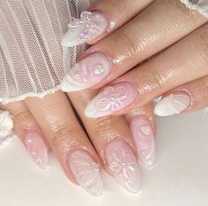 Wide Nails Acrylic, Cute Pink Gel Nails, Wedding Nails Pink, Cute Nail, Nails Korean Style, Nail Designs Pink, 3 D Nails Designs, Gel Nails Diy, Simple Gel Nails