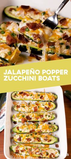 jalapeno popper zucchini boats are loaded with cheese and bacon