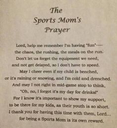 the sports mom's prayer