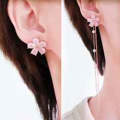 Cherry Blossom Earrings, Cherry Blossom Flower, Pink Sakura, Pink Cherry Blossom, Flower Dangle Earrings, Sakura Flower, Sakura Cherry Blossom, Cherry Blossom Flowers, Gold Diy