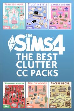 the book cover for the sims4 clutterer c - packs, which includes various