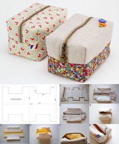 the instructions for how to sew an origami lunch bag with zippers