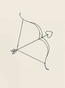 a drawing of a bow and arrow on a sheet of paper with the word love written in cursive writing