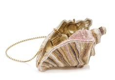 Judith Leiber Conch Shell Breakers Clutch Pink Football, Judith Leiber Couture, Embellished Clutch, Crystal Clutch, Judith Leiber, Conch Shell, Metallic Leather, Conch