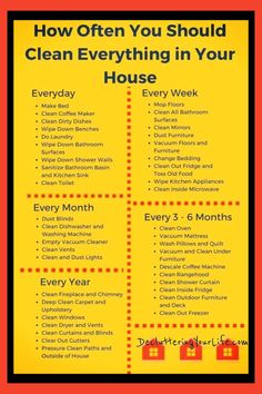 a poster with the words how often you should clean everything in your house